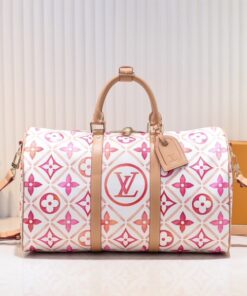 LV By The Pool Monogram Tiles Canvas Keepall 45 In Coral M11251