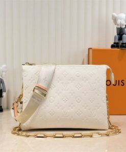 Louis Vuitton Coussin PM Bag In Cream With Jacquard Strap