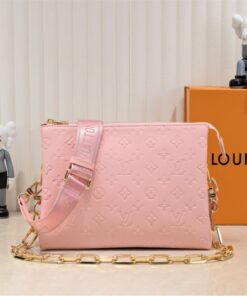Louis Vuitton Coussin PM Bag In Light Pink With Jacquard Strap