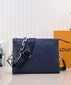 Louis Vuitton Coussin PM Bag In Navy Blue With Jacquard Strap
