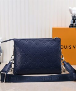 Alternative view of Louis Vuitton Coussin PM Bag In Navy Blue With Jacquard Strap