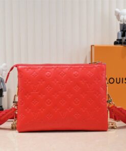 Alternative view of Louis Vuitton Coussin PM Bag In Neon Red With Jacquard Strap