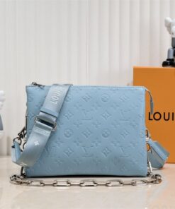 Louis Vuitton Coussin PM Bag In Turquoise Blue With Jacquard Strap