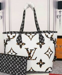 Louis Vuitton Giant Neverfull MM Tote In Cream And Caramel