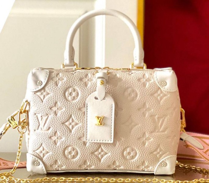 Louis Vuitton Monogram Empreinte Petite Malle Souple Handbag In Cream