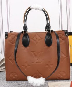 Louis Vuitton Monogram Empreinte Wild At Heart Onthego MM Tote In Caramel Brown