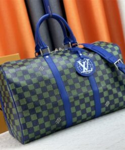 Alternative view of Louis Vuitton Damier Heritage Canvas Keepall Bandouliere 45 In Blue Green