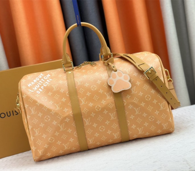 Louis Vuitton Monogram Heritage Canvas Keepall Bandouliere 45 In Yellow