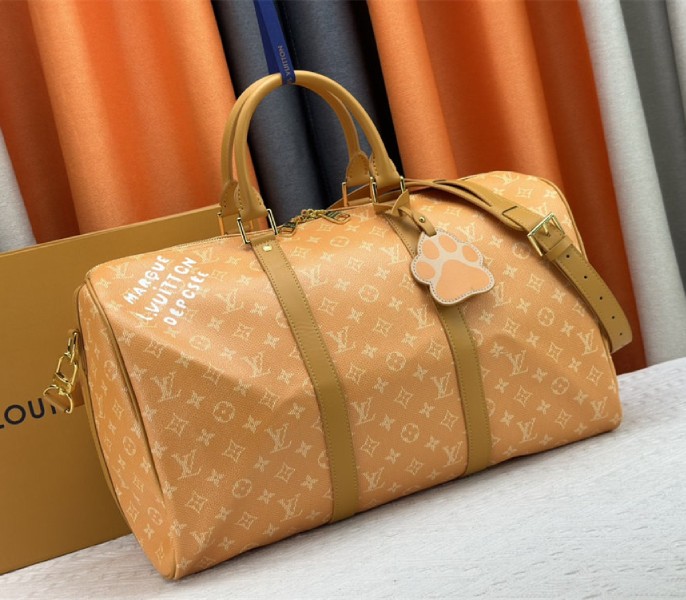 Louis Vuitton Monogram Heritage Canvas Keepall Bandouliere 45 In Yellow - Image 2
