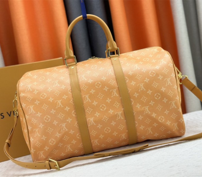 Louis Vuitton Monogram Heritage Canvas Keepall Bandouliere 45 In Yellow - Image 3
