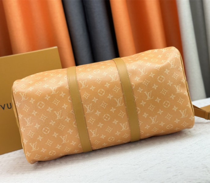 Louis Vuitton Monogram Heritage Canvas Keepall Bandouliere 45 In Yellow - Image 4