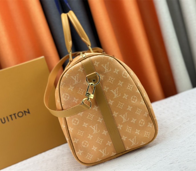 Louis Vuitton Monogram Heritage Canvas Keepall Bandouliere 45 In Yellow - Image 5