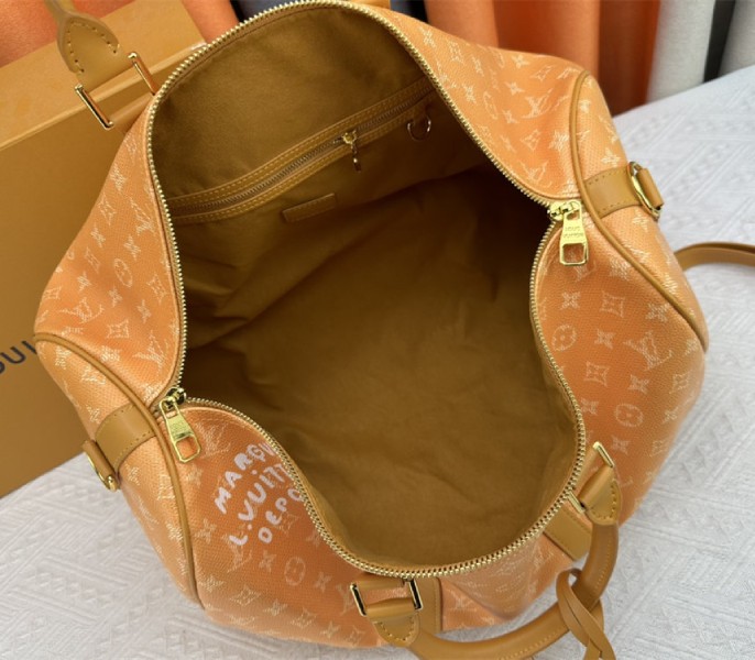 Louis Vuitton Monogram Heritage Canvas Keepall Bandouliere 45 In Yellow - Image 6