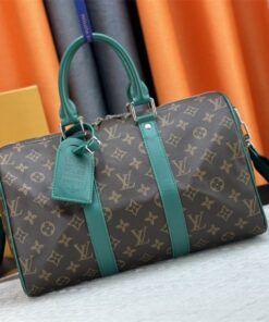 Louis Vuitton Monogram Macassar Canvas Keepall Bandouliere 35 In Borneo Green