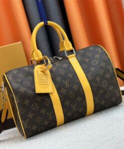 Alternative view of Louis Vuitton Monogram Macassar Canvas Keepall Bandouliere 35 In Safran Yellow