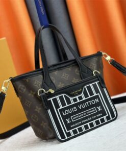 Alternative view of Louis Vuitton Neverfull Bandouliere Inside Out BB Tote In Monogram Canvas And Black Leather