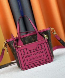 Louis Vuitton Neverfull Bandouliere Inside Out BB Tote In Monogram Canvas And Rose Pondichery Leather