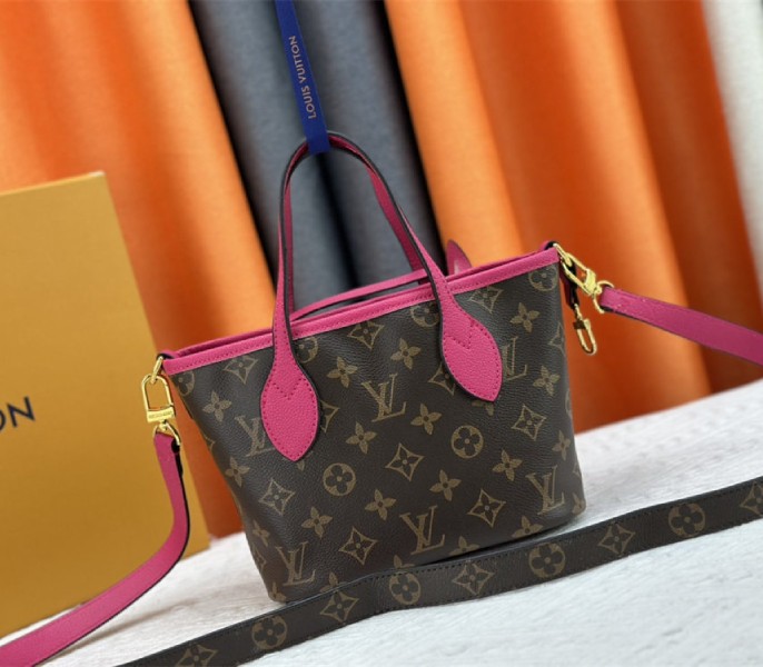 Louis Vuitton Neverfull Bandouliere Inside Out BB Tote In Monogram Canvas And Rose Pondichery Leather - Image 4