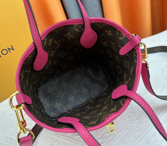 Louis Vuitton Neverfull Bandouliere Inside Out BB Tote In Monogram Canvas And Rose Pondichery Leather - Image 8