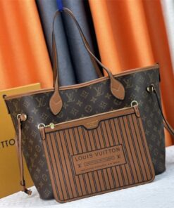 Louis Vuitton Neverfull Bandouliere Inside Out MM Tote In Monogram Canvas And Brown Leather
