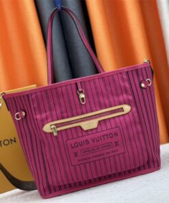 Louis Vuitton Neverfull Bandouliere Inside Out MM Tote In Monogram Canvas And Rose Pondichery Textile