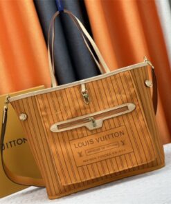 Louis Vuitton Neverfull Bandouliere Inside Out MM Tote In Monogram Canvas And Jaune Safran Textile