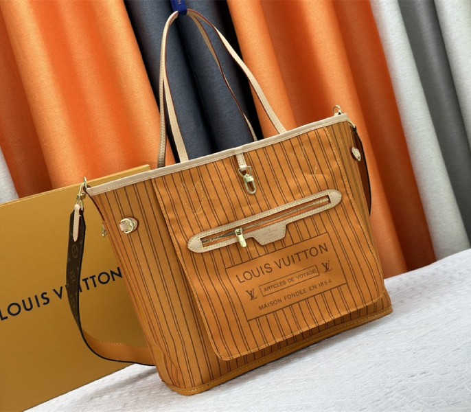 Louis Vuitton Neverfull Bandouliere Inside Out MM Tote In Monogram Canvas And Jaune Safran Textile - Image 2