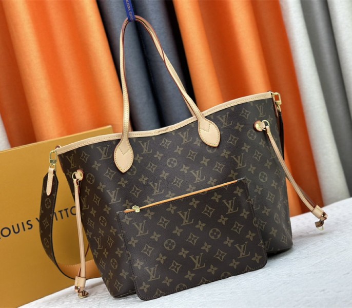 Louis Vuitton Neverfull Bandouliere Inside Out MM Tote In Monogram Canvas And Jaune Safran Textile - Image 3