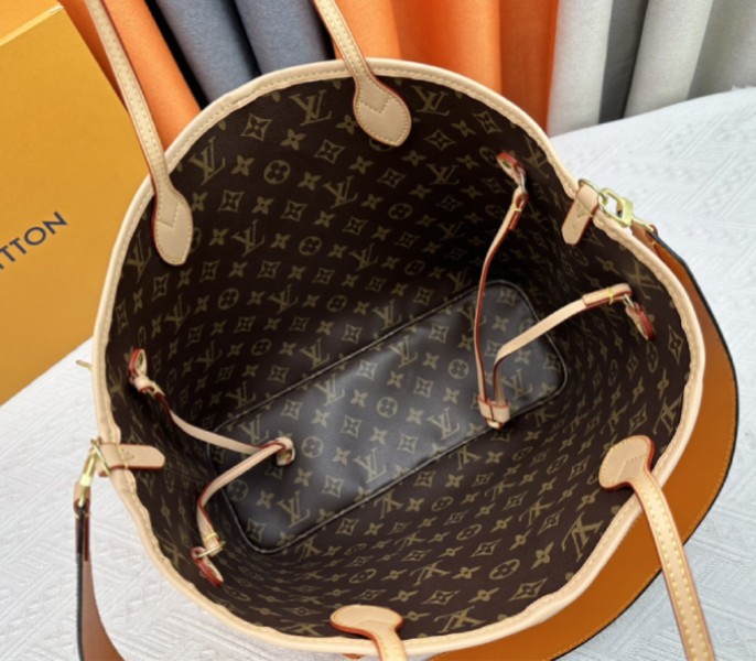 Louis Vuitton Neverfull Bandouliere Inside Out MM Tote In Monogram Canvas And Jaune Safran Textile - Image 7