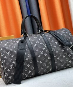 Alternative view of Louis Vuitton Brushed Monogram Leather Keepall Bandouliere 50 In Black