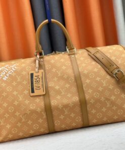 Louis Vuitton Monogram Heritage Canvas Keepall Bandouliere 55 In Yellow