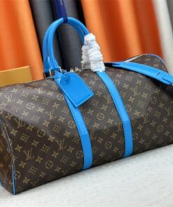 Alternative view of Louis Vuitton Monogram Macassar Canvas Keepall Bandouliere 50 In Gaston Blue