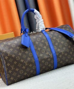 Alternative view of Louis Vuitton Monogram Macassar Canvas Keepall Bandouliere 50 In Indigo Blue