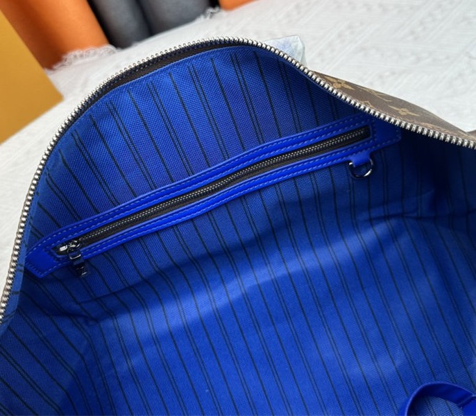 Louis Vuitton Monogram Macassar Canvas Keepall Bandouliere 50 In Indigo Blue - Image 7