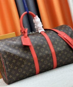 Alternative view of Louis Vuitton Monogram Macassar Canvas Keepall Bandouliere 50 In Red