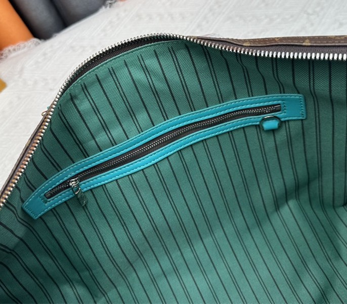 Louis Vuitton Monogram Macassar Canvas Keepall Bandouliere 50 In Turquoise Blue - Image 7