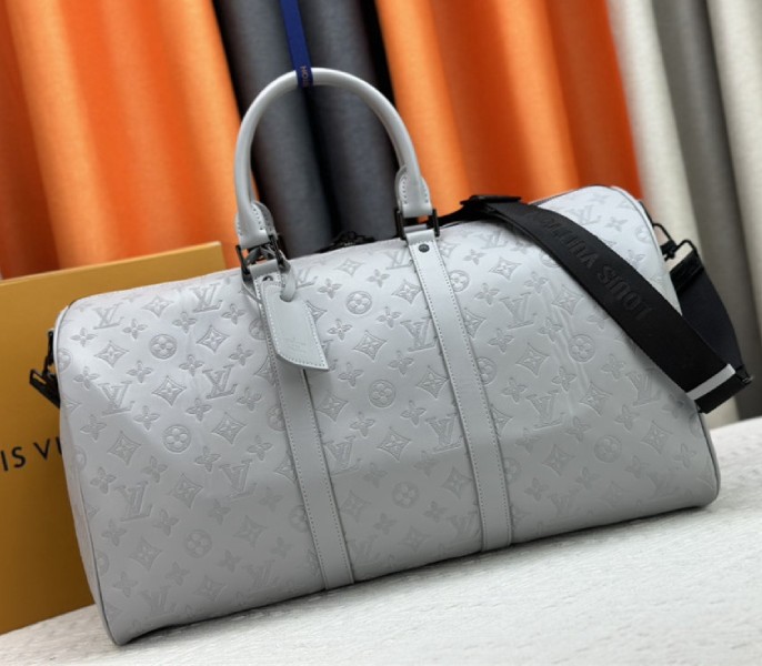 Louis Vuitton Monogram Shadow Leather Keepall Bandouliere 50 In Anthracite Gray
