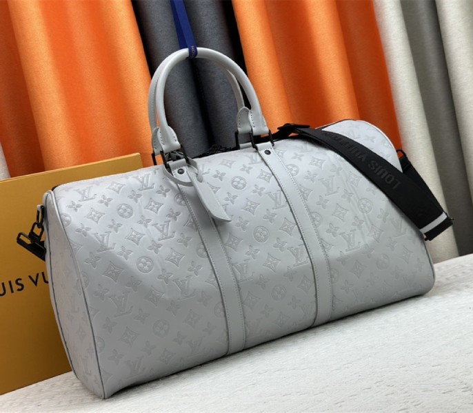 Louis Vuitton Monogram Shadow Leather Keepall Bandouliere 50 In Anthracite Gray - Image 2
