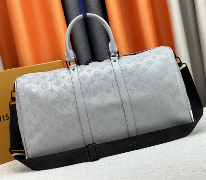 Louis Vuitton Monogram Shadow Leather Keepall Bandouliere 50 In Anthracite Gray - Image 3