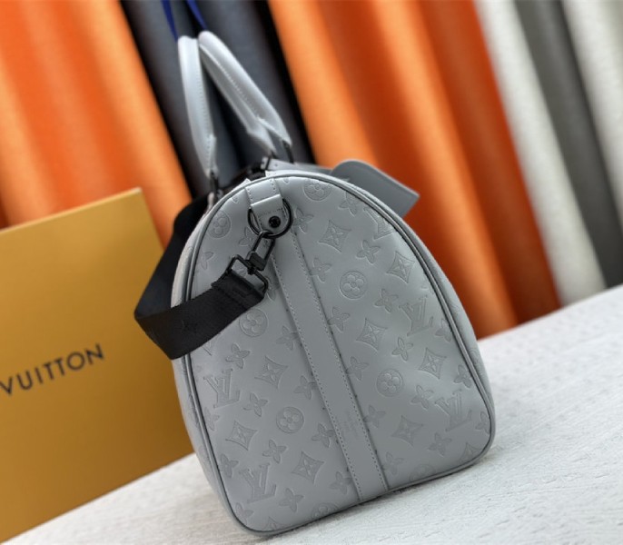 Louis Vuitton Monogram Shadow Leather Keepall Bandouliere 50 In Anthracite Gray - Image 4