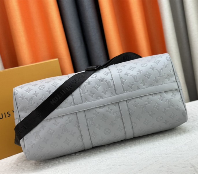 Louis Vuitton Monogram Shadow Leather Keepall Bandouliere 50 In Anthracite Gray - Image 5