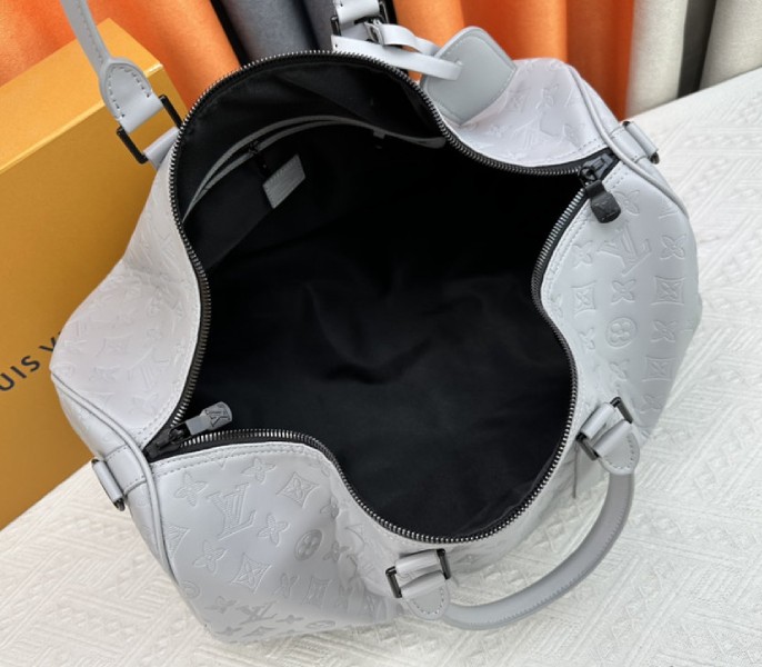 Louis Vuitton Monogram Shadow Leather Keepall Bandouliere 50 In Anthracite Gray - Image 6