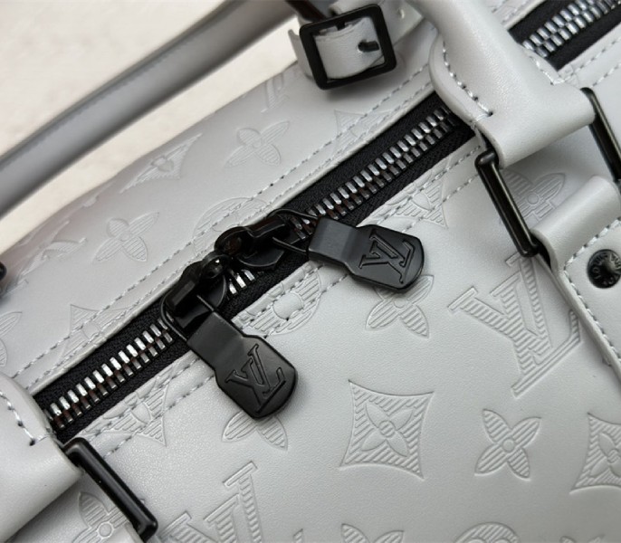 Louis Vuitton Monogram Shadow Leather Keepall Bandouliere 50 In Anthracite Gray - Image 9