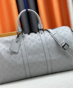 Louis Vuitton Monogram Shadow Keepall Bandouliere 50 Anthracite Gray Leather