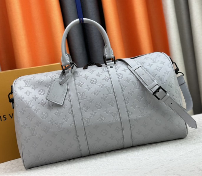 Louis Vuitton Monogram Shadow Keepall Bandouliere 50 Anthracite Gray Leather