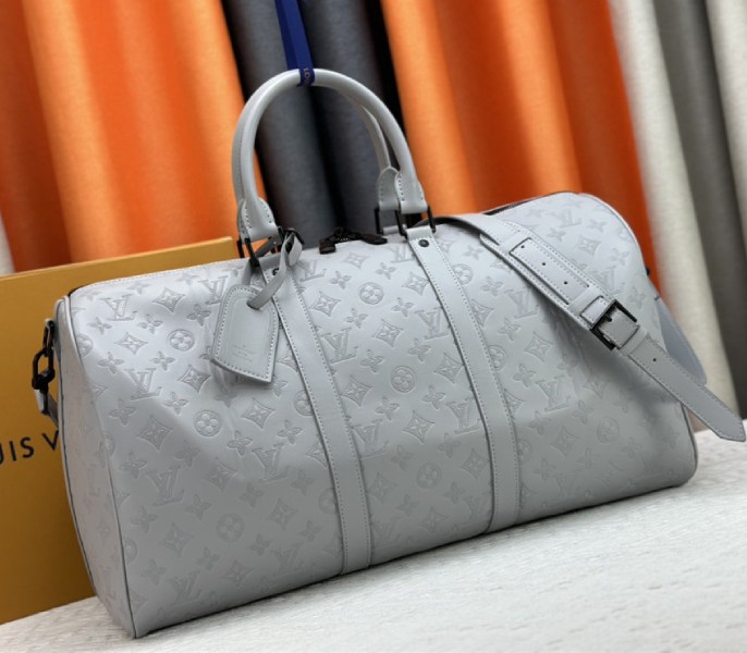 Louis Vuitton Monogram Shadow Keepall Bandouliere 50 Anthracite Gray Leather - Image 2