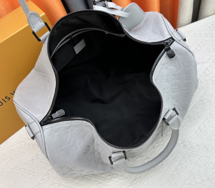 Louis Vuitton Monogram Shadow Keepall Bandouliere 50 Anthracite Gray Leather - Image 6