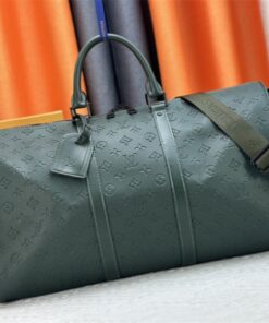 Louis Vuitton Taurillon Leather Keepall Bandouliere 50 In Borneo Green
