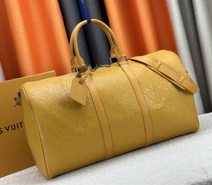 Louis Vuitton Taurillon Leather Keepall Bandouliere 50 In Safran Yellow - Image 2