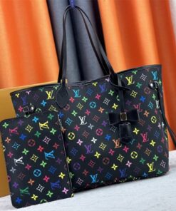Louis Vuitton X TM Multicolored Neverfull MM In Black